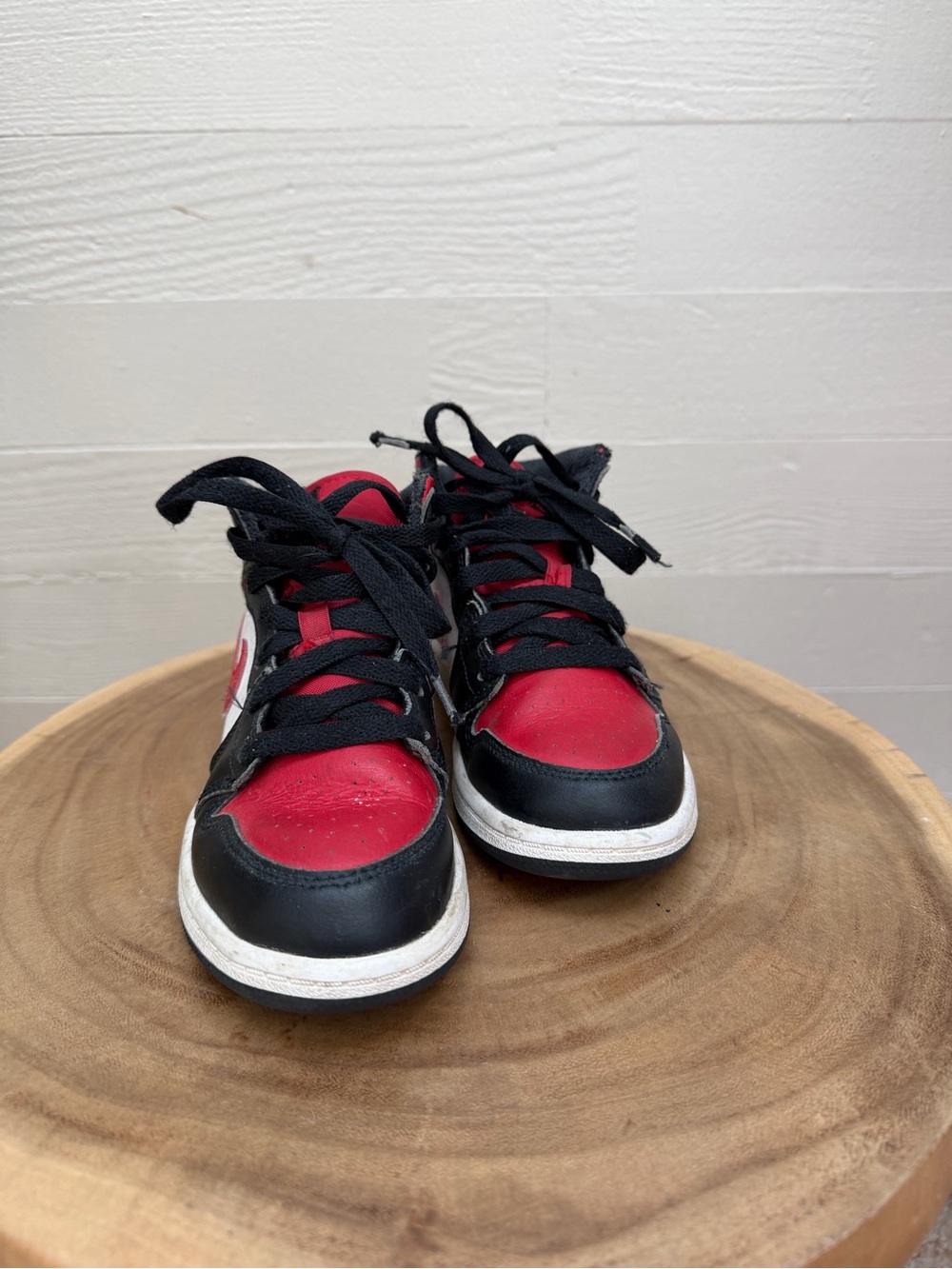 Jordan Kids Black, Red & White High-Top Sneakers - Picture 2 of 9
